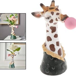 Resin Flower Vase, Animal Head Shaped Pot, Giraffe